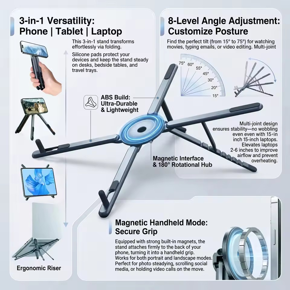 Laptop Accessories Holder - Supporto Magnetico Portatile per Telefono e